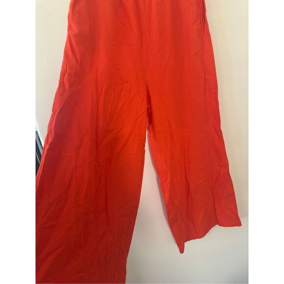 Anthropologie Celandine Orange Pull On Linen Wide Leg Pants Size Large New - Picture 4 of 5